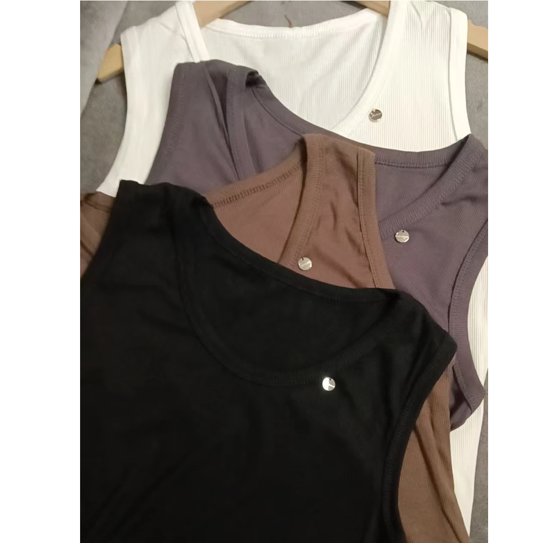 春夏季基础款领口小铁片百搭显瘦弹力背心 A8760