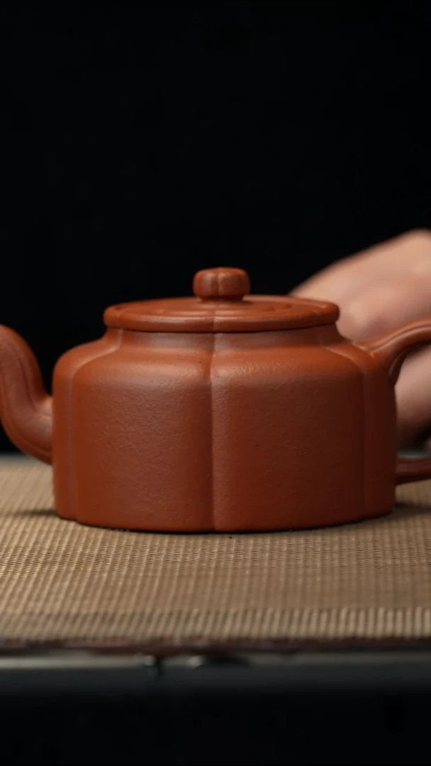 紫砂茶盏生砂朱泥梅花周盘190CC