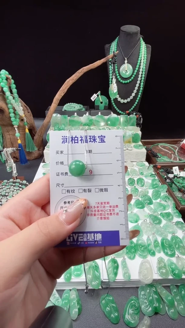 吊坠(赠链)未镶嵌石英质玉（非洲翠）27.83单珠