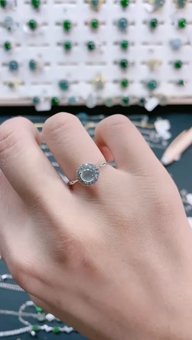 【闪购商品】翡翠戒指银S925镶嵌天然翡翠