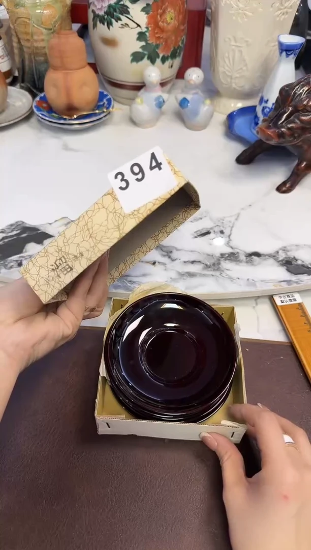 茶周边394木胎大漆杯垫5只