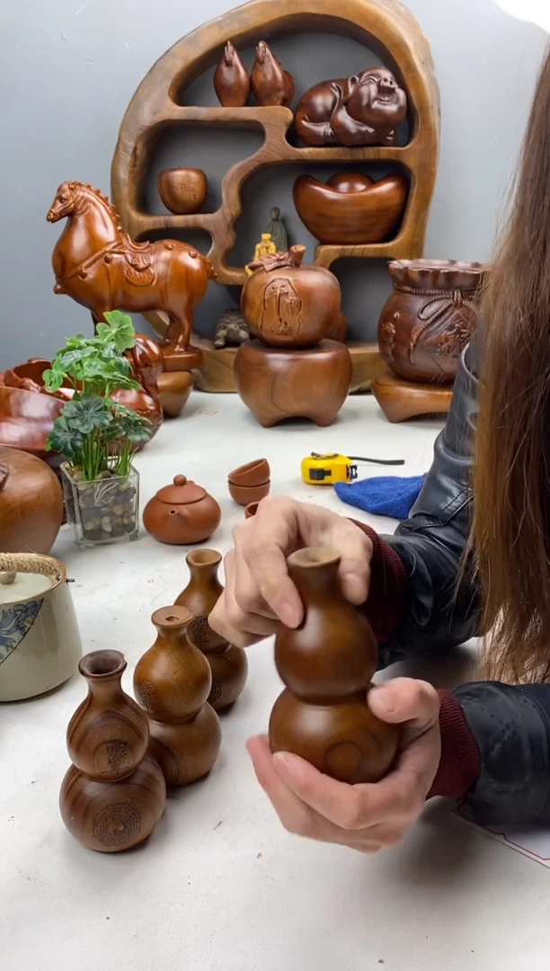 香樟木A23葫芦花器/尺寸11*6