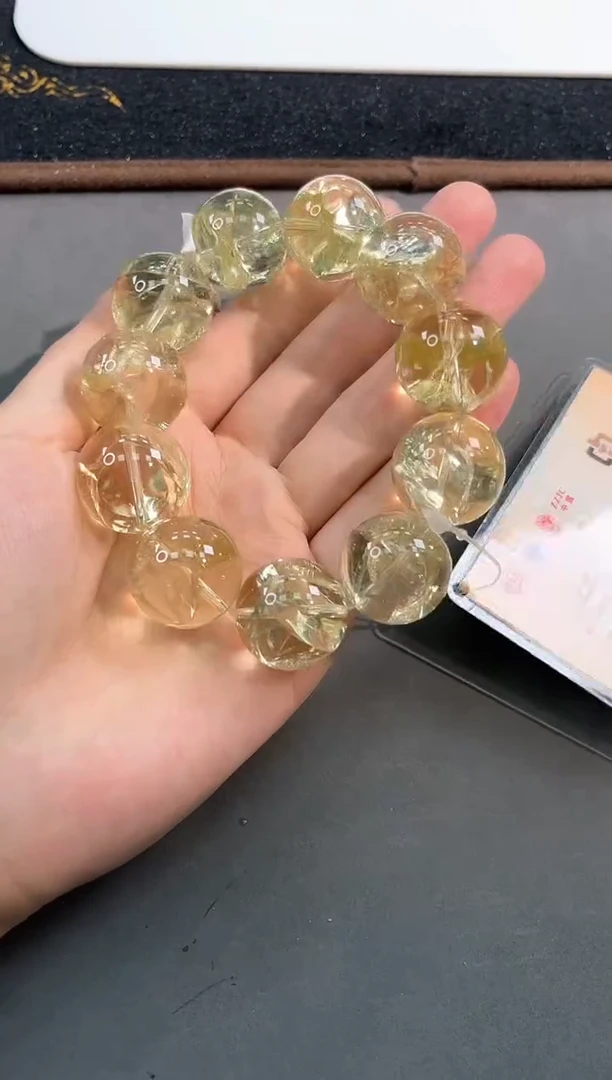 水晶手链未镶嵌35号利姆利亚爆闪黄阿赛单圈21mm