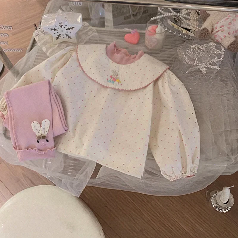 【Bao Bao】春款纯棉波点刺绣上衣娃娃衫衬衫511052