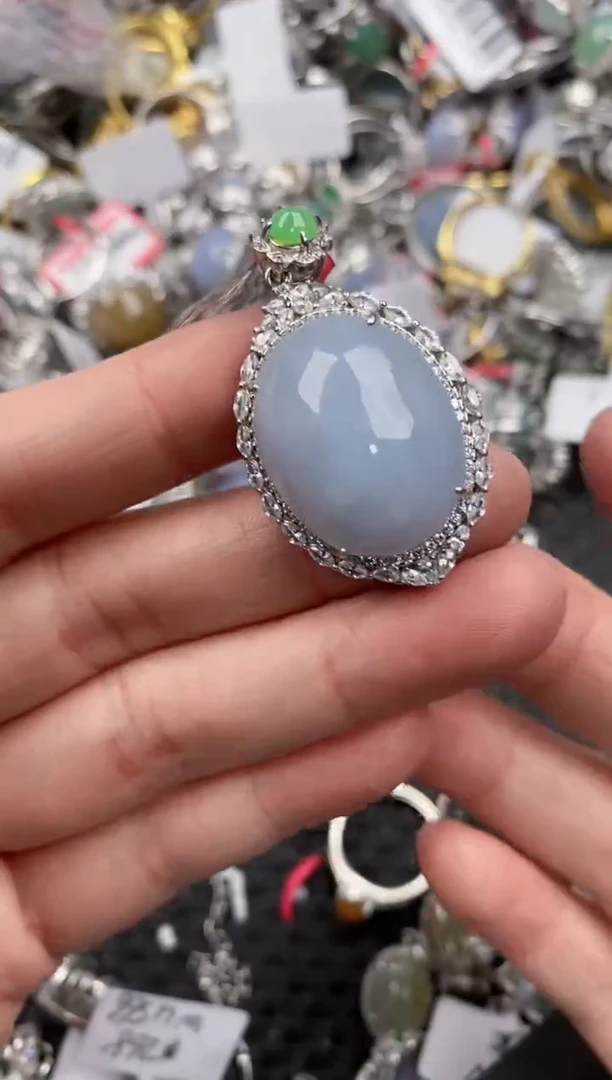 银S925镶嵌戒指翡翠10  4