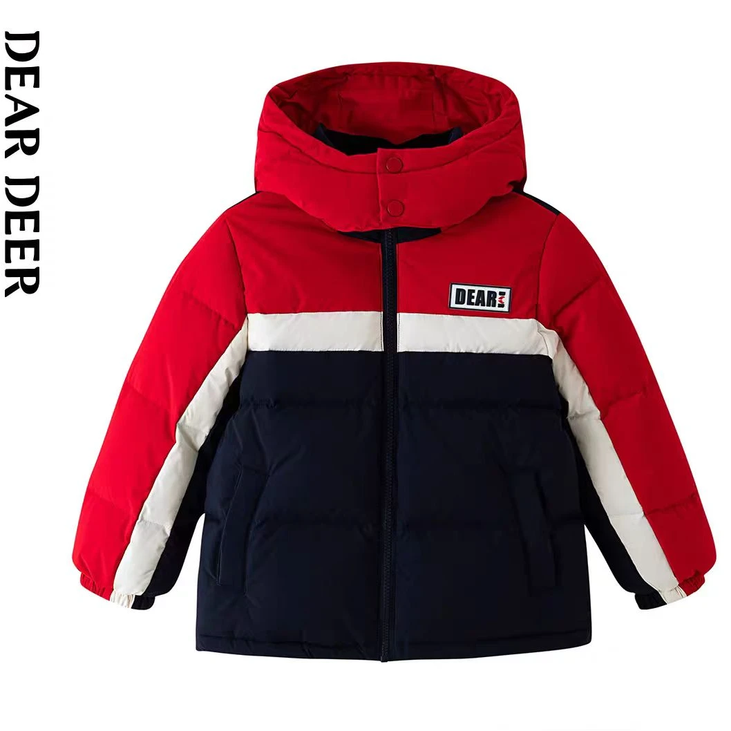 迪迪鹿男童羽绒服冬季新款加厚保暖羽绒运动风连帽上衣