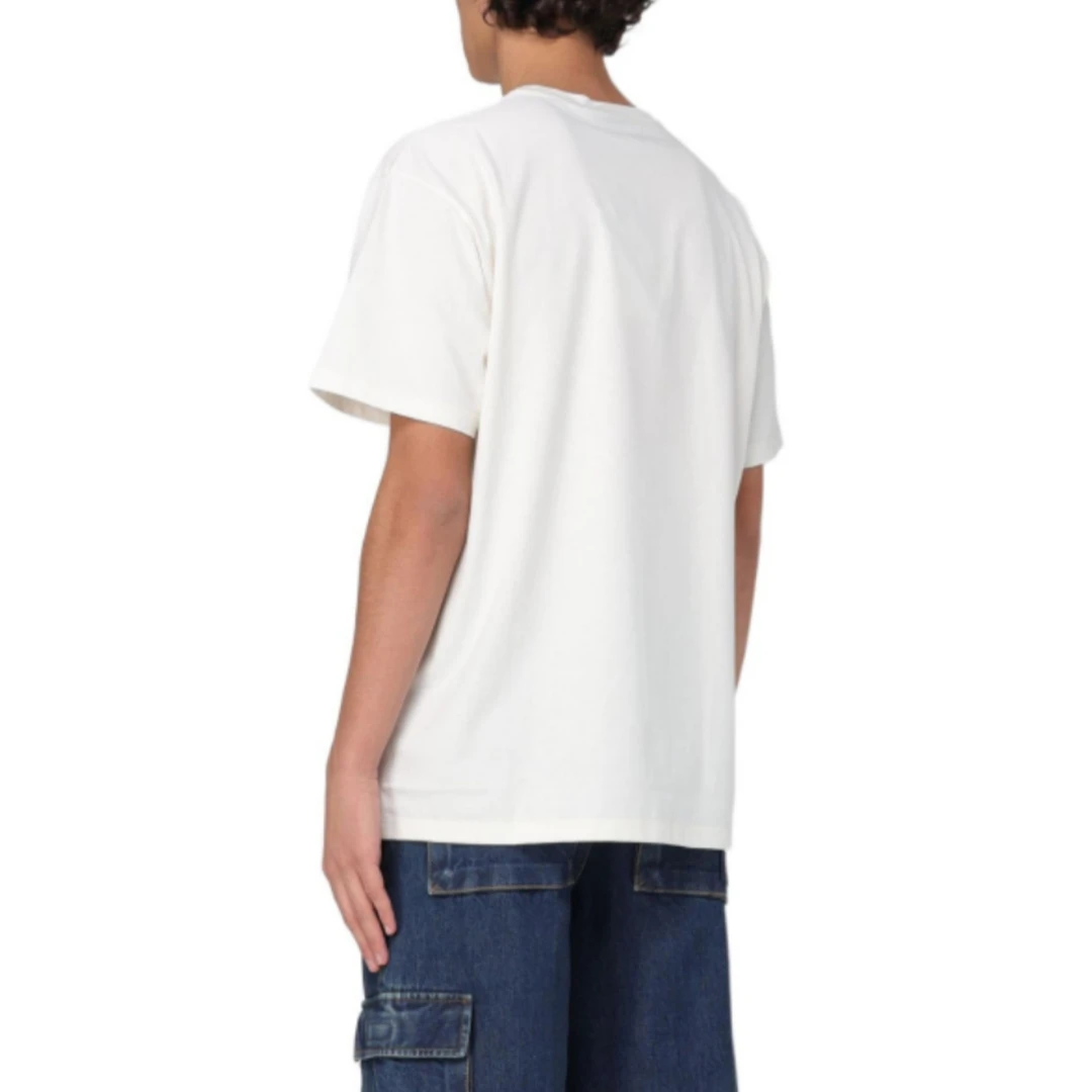 圆领字母Logo印花休闲短袖T恤 男女款 白色纯棉简约 夏季