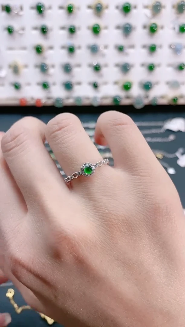 【闪购商品】翡翠戒指银S925镶嵌天然翡翠