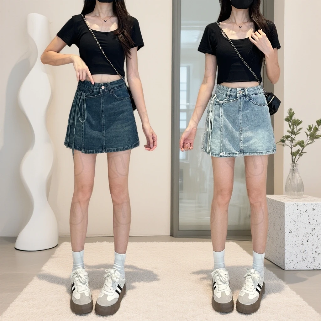 复古美式牛仔短裤裙女款爆款2025新款夏季高腰小个子a字包臀短裤