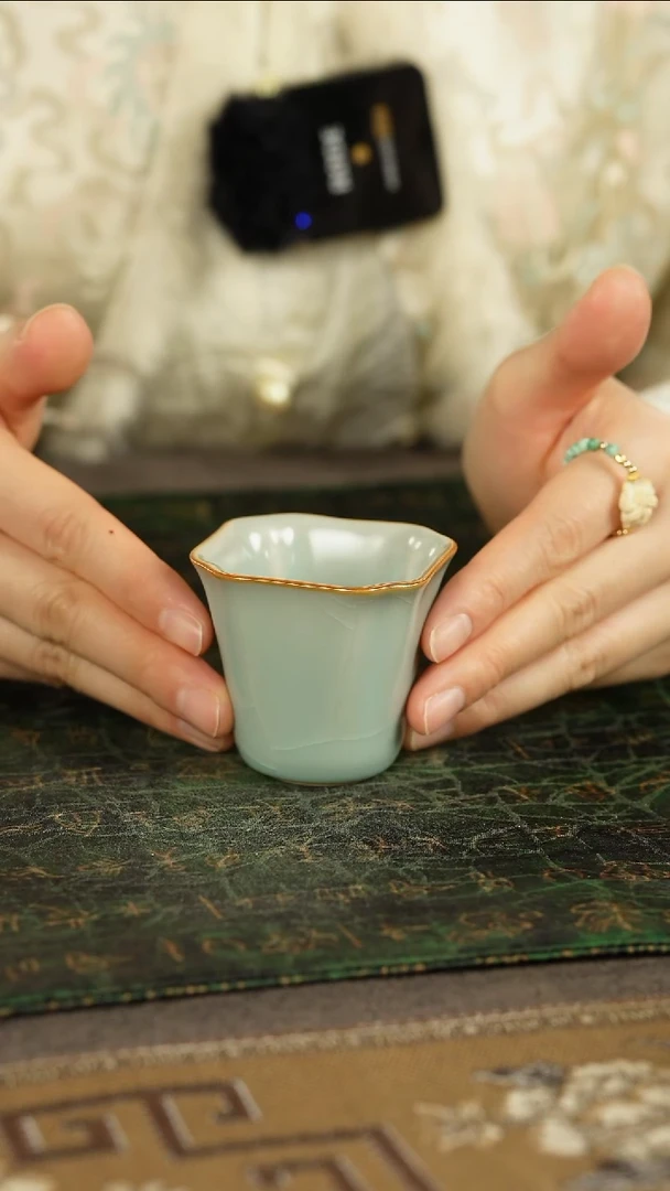 善窑厂汝窑天青四方小闻香杯