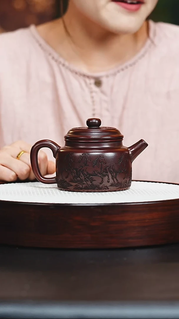 茶壶紫砂德钟 古乌泥 吴国政 h449