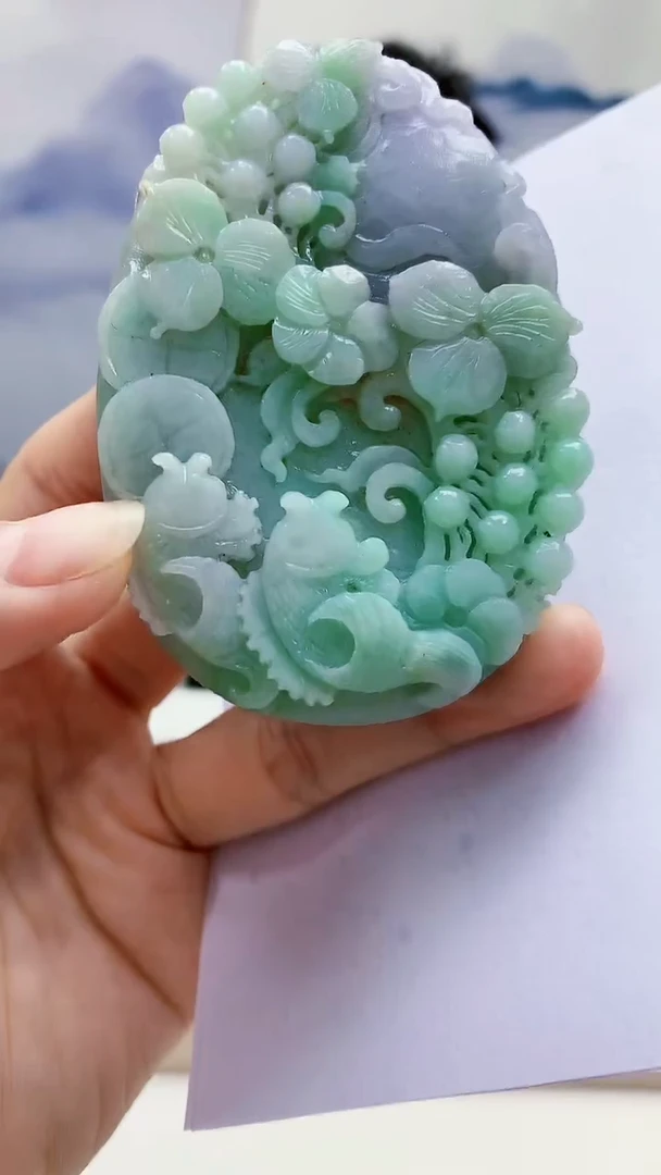 未镶嵌定制翡翠5150lr-毛货挂件赠珠链54