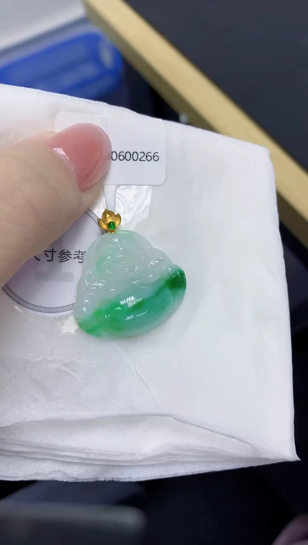 颈饰18K金镶嵌翡翠天然缅甸翡翠A货多样性发一件