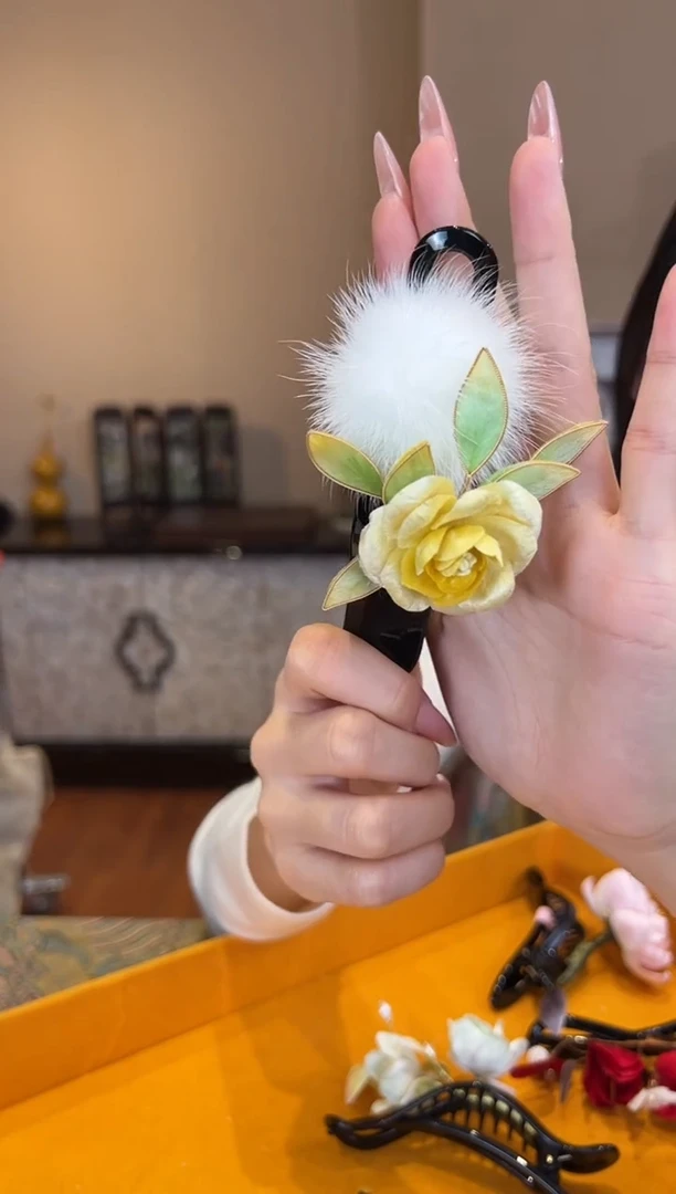 刺绣非遗绒花（发饰）