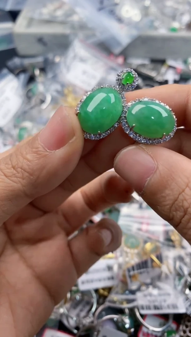 银S925镶嵌戒指翡翠444   1