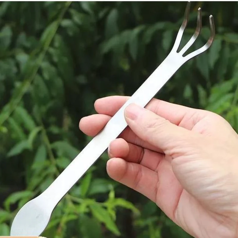 加厚不锈钢盆景专用耙园艺种植两用松土压土工具