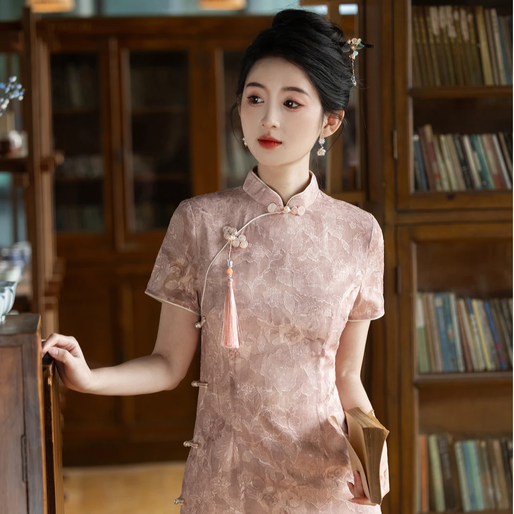 【青未了】2025夏季新款韩国纱剪花中国风改良款旗袍 衣长120