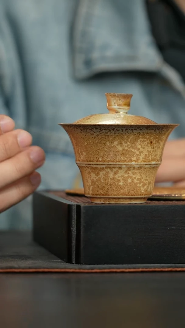 金丝楠木竹节盖碗120cc