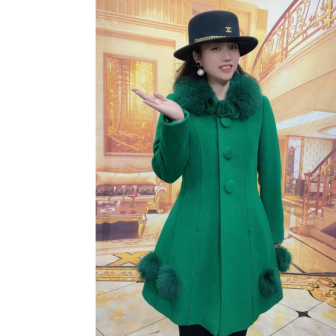 839秋冬季女装气质修身洋气中长款毛呢大衣外套