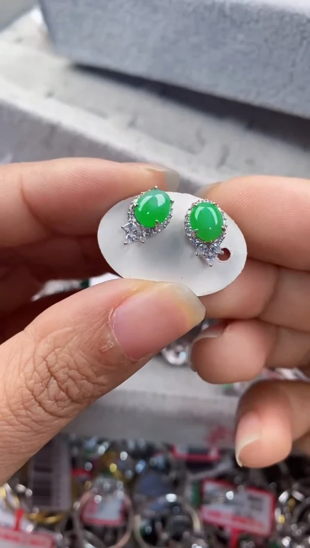 银S925镶嵌戒指翡翠222              4