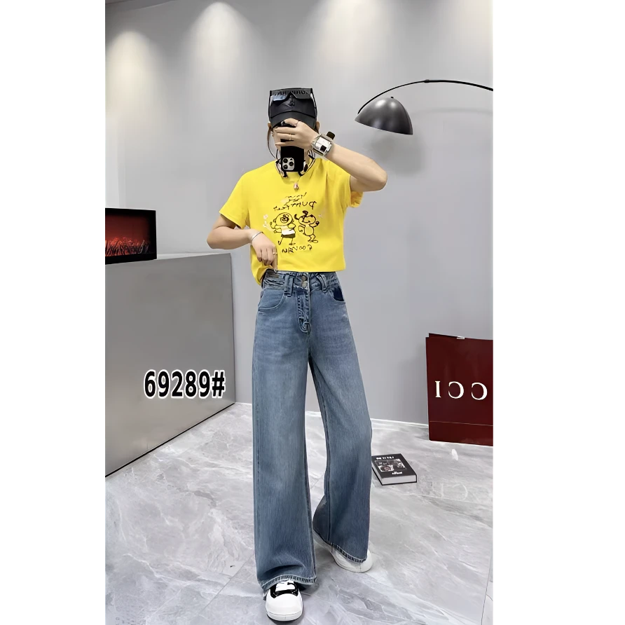 直筒裤2025新款69289直筒高腰百搭显瘦复古宽松休闲潮流牛仔裤