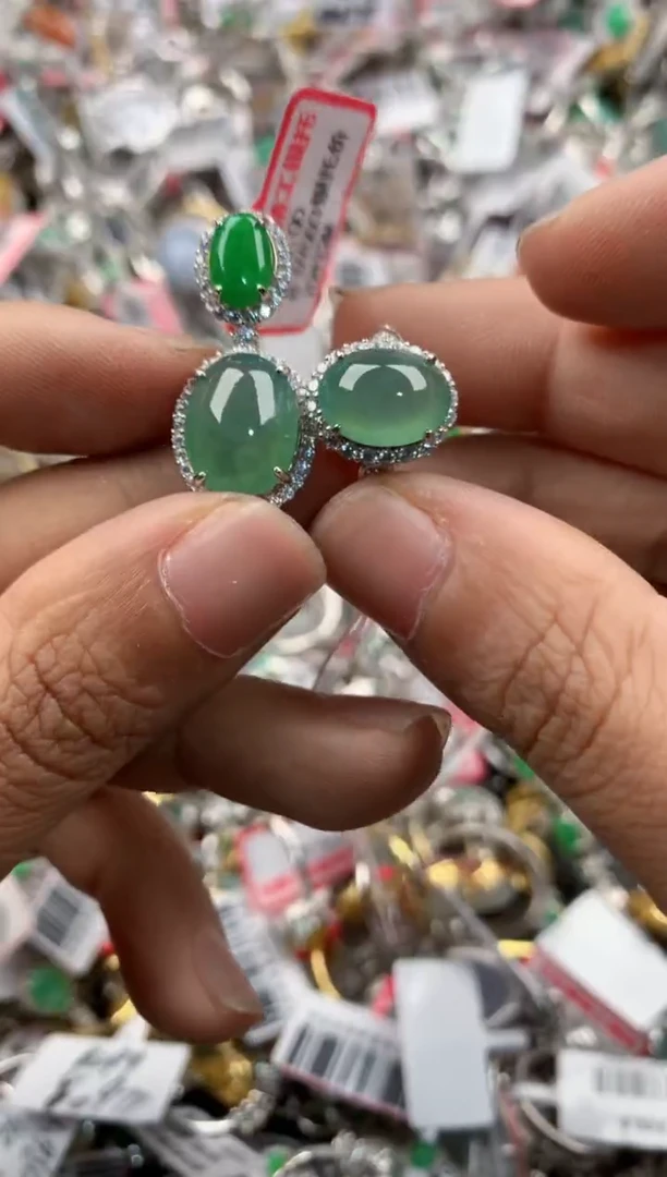 银S925镶嵌戒指翡翠555            9