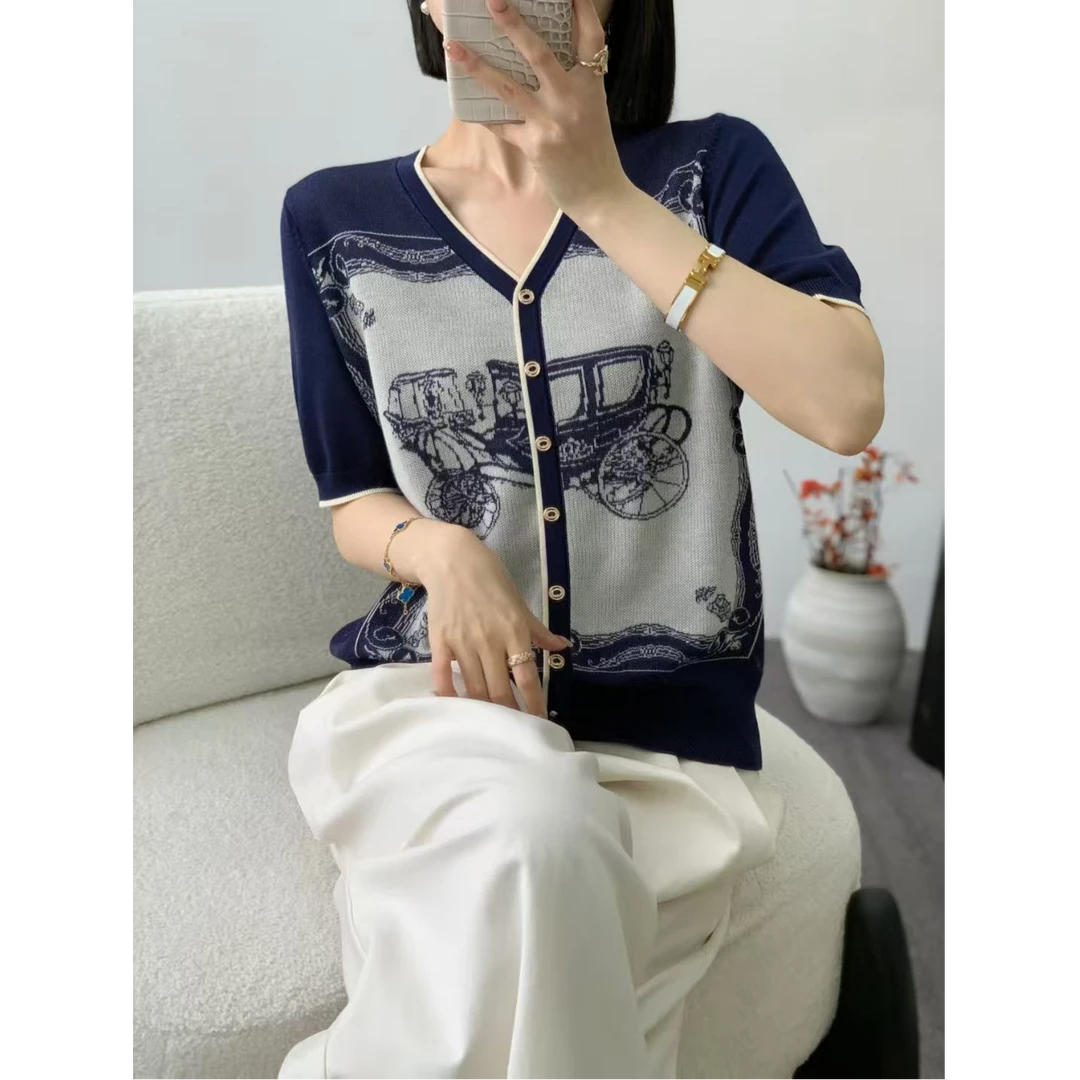 复古老爷车 100天丝莱赛尔 单排扣短袖夏季 晾感透气舒服