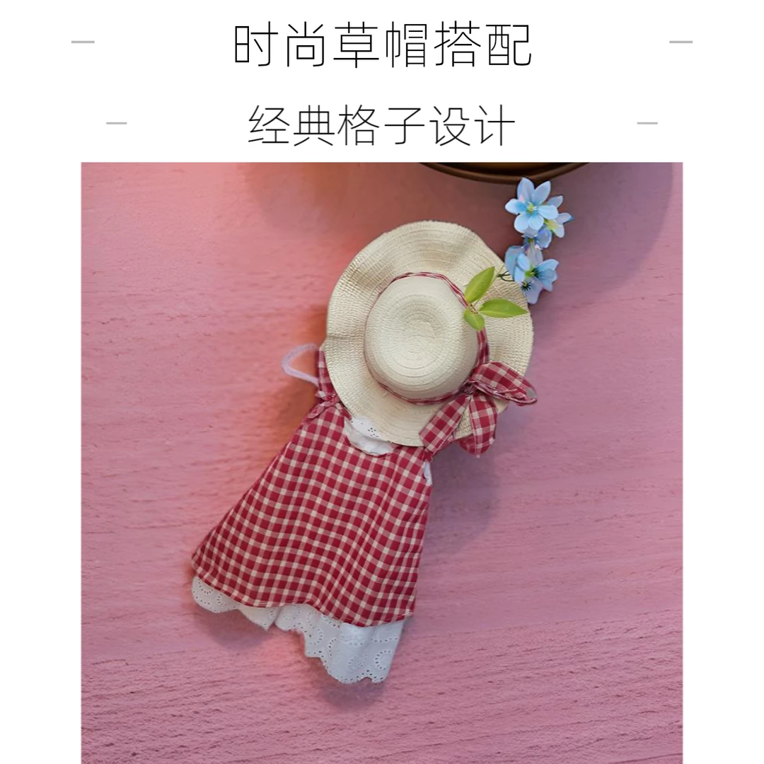 女童夏季度假吊带裙新款下摆花边格子时尚甜美无袖公主连衣裙