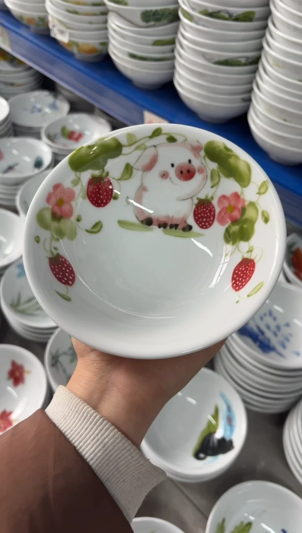 瓷片景德镇高温陶瓷食品级手绘釉中彩-壮壮碗