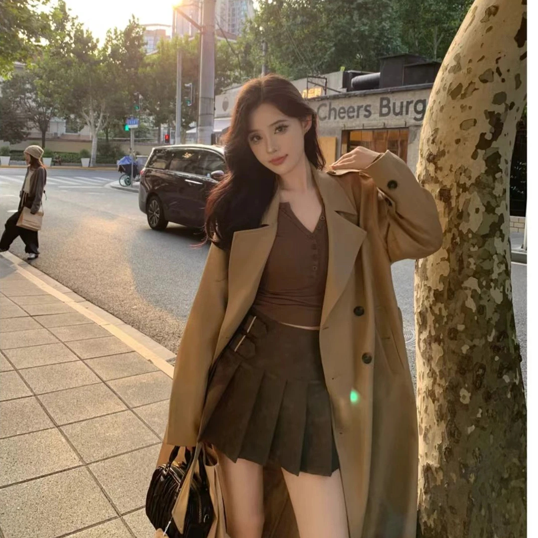 【小个子】风衣外套女中长款新款高级感翻领时尚宽松卡其色英伦风衣