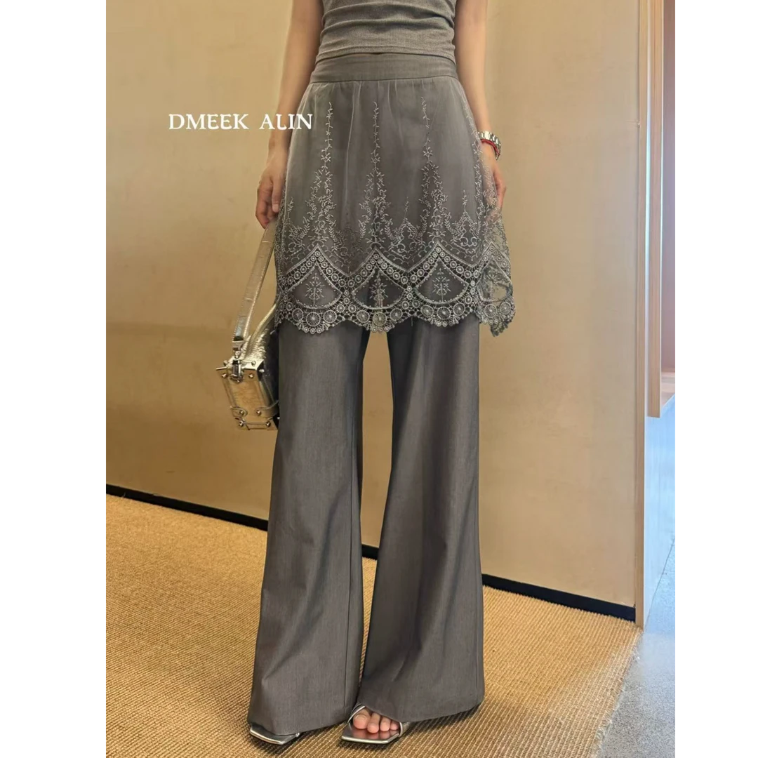 【DMEEK ALIN 月下幕帘】设计时尚显瘦夏季清凉西装假两件阔腿裤