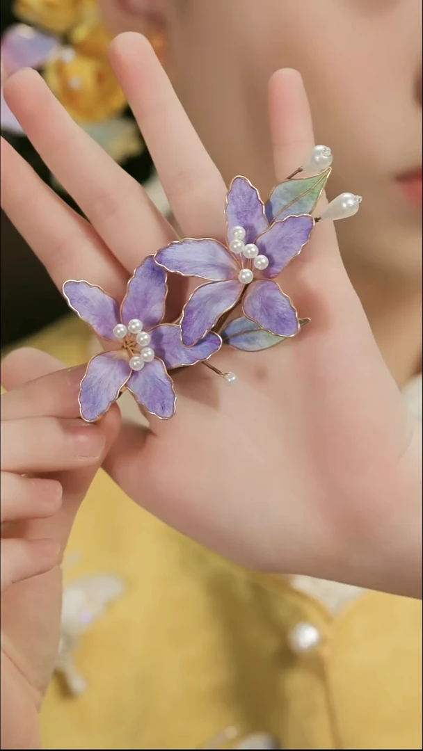 刺绣湘传礼纯手工发夹