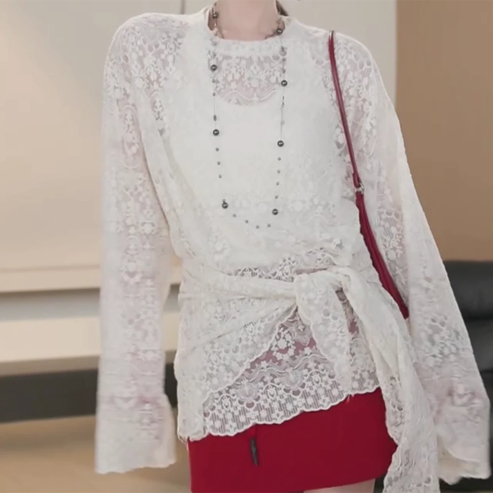 【温柔日光】夏季薄款小众蕾丝罩衫花边百搭设计师时尚T恤