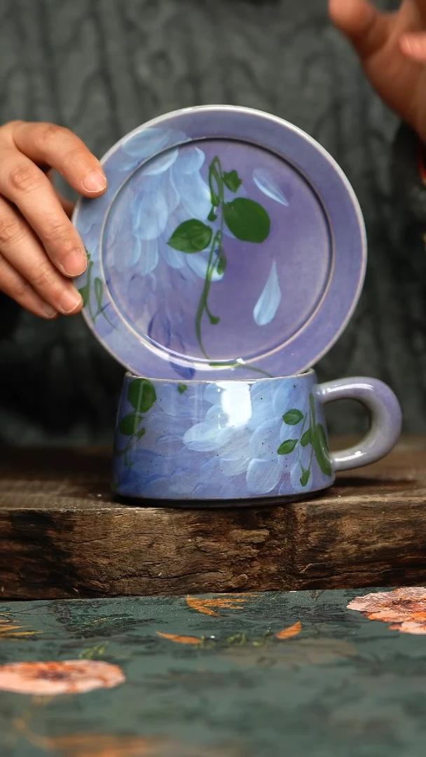 【闪购商品】杯釉下彩手工手绘同款陶器