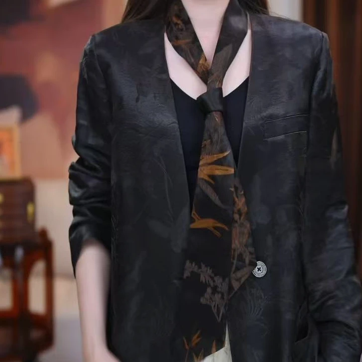 B【烨秋】香云纱时尚百搭女士秋冬丝巾