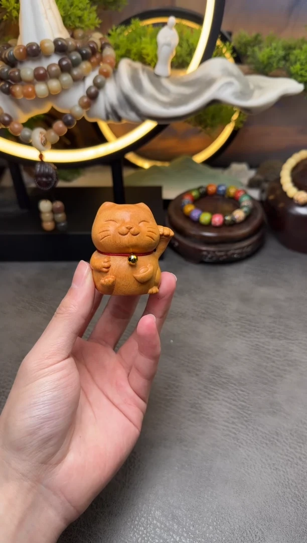 【闪购商品】破布木（黄金檀）把件黄金檀猫猫摆件
