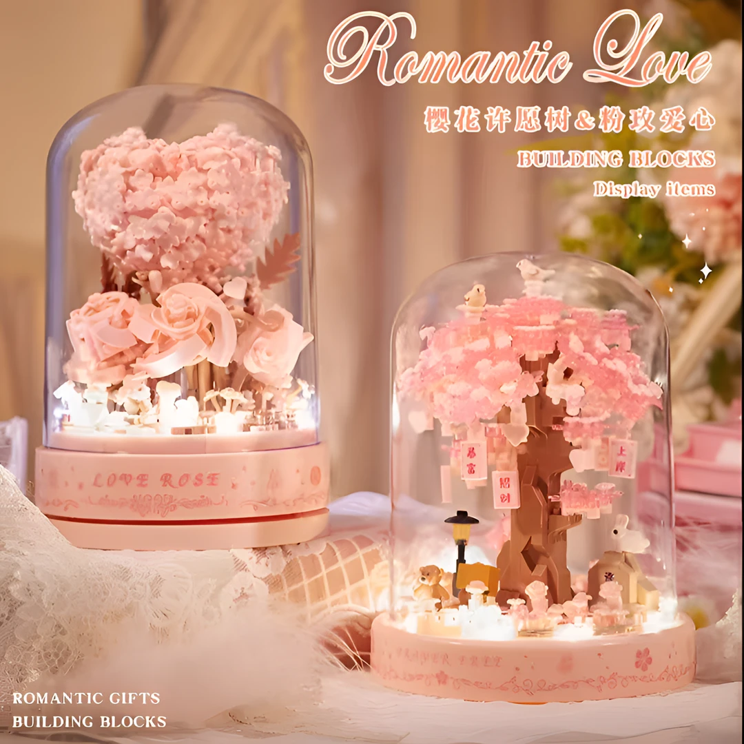 GIOIO积木拼装花朵成人版永生花高颜值摆件女生朋友闺蜜生日礼物