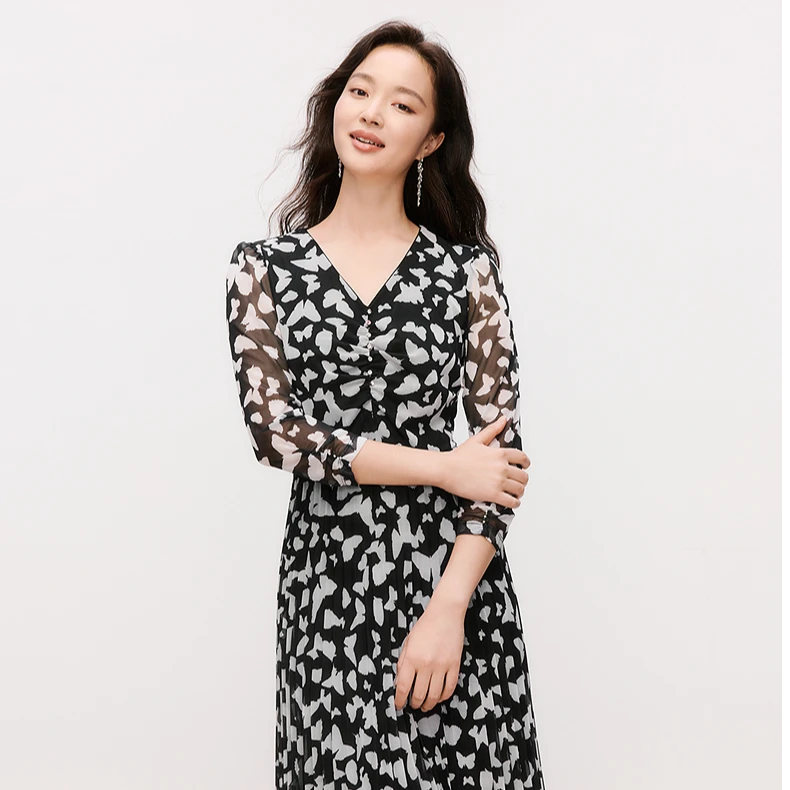 Koradior/珂莱蒂尔 法式复古印花女装连衣裙KF10395W0