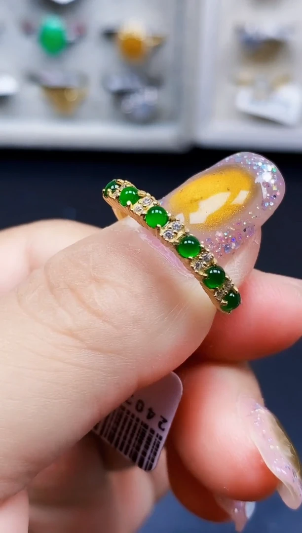 银S925镶嵌戒指翡翠7083