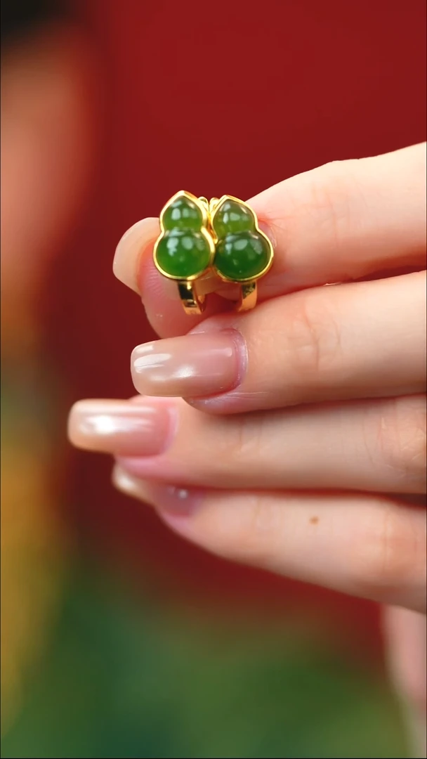 银S925镶嵌翡翠耳坠新款