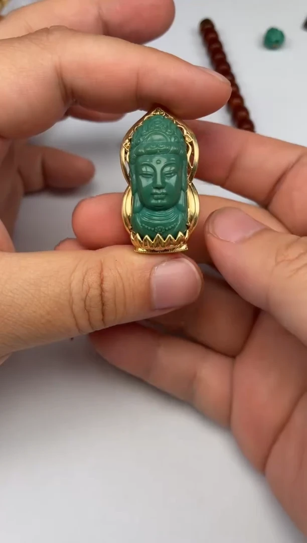 合金绿松石吊坠松石观音吊坠