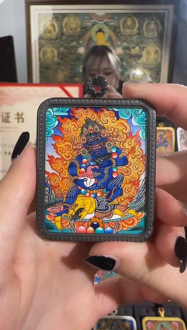 【闪购商品】装裱画热贡纯手绘天然矿料唐卡 黑C 普华东智绘