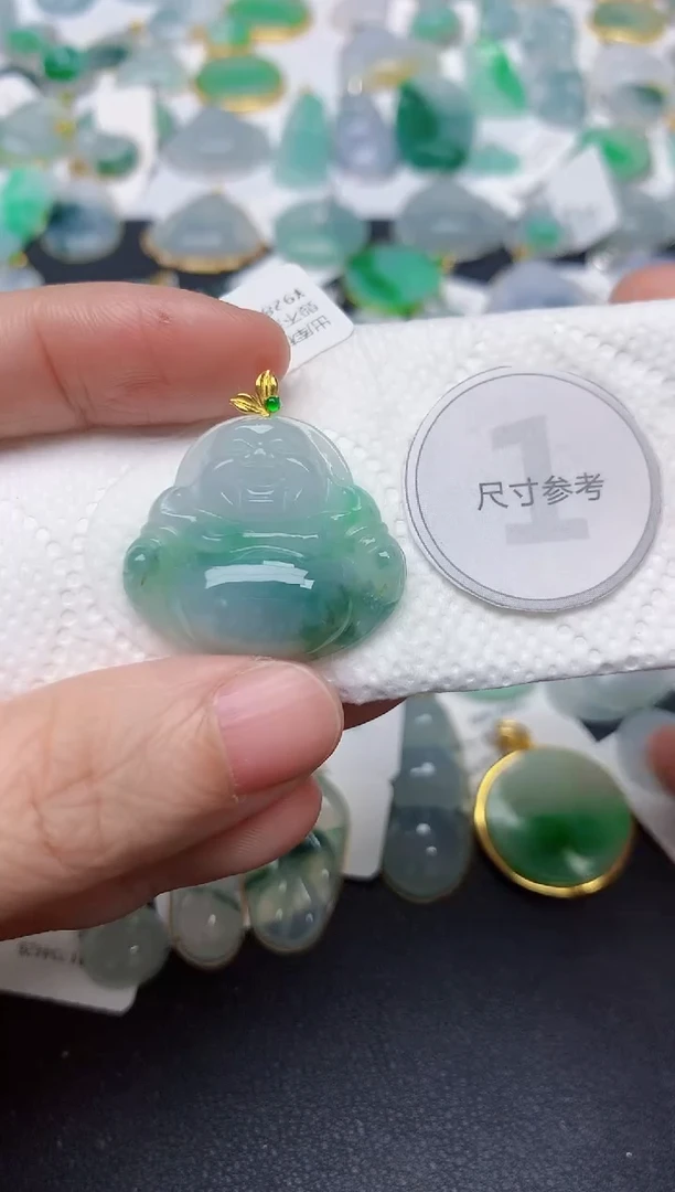 颈饰18K金镶嵌翡翠天然缅甸A货翡翠