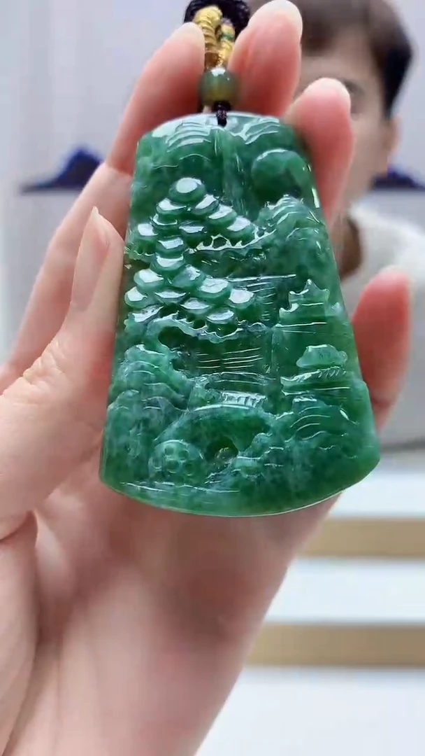 未镶嵌定制翡翠4868zm-毛货挂件45山水