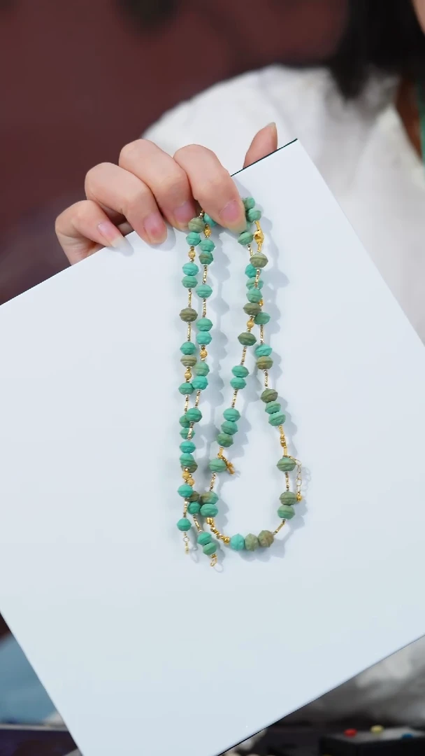 绿松石18K金镶嵌项链1
