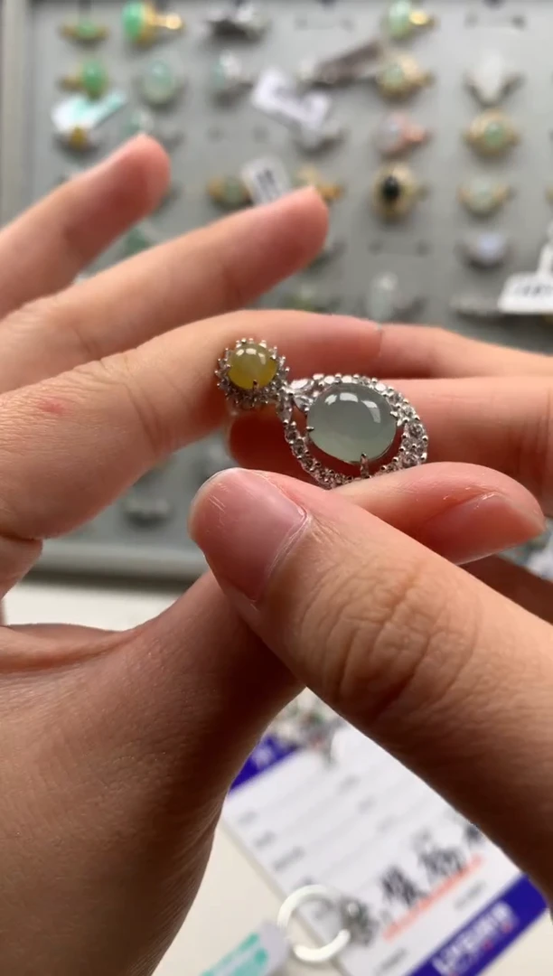 银S925镶嵌戒指翡翠吊坠20