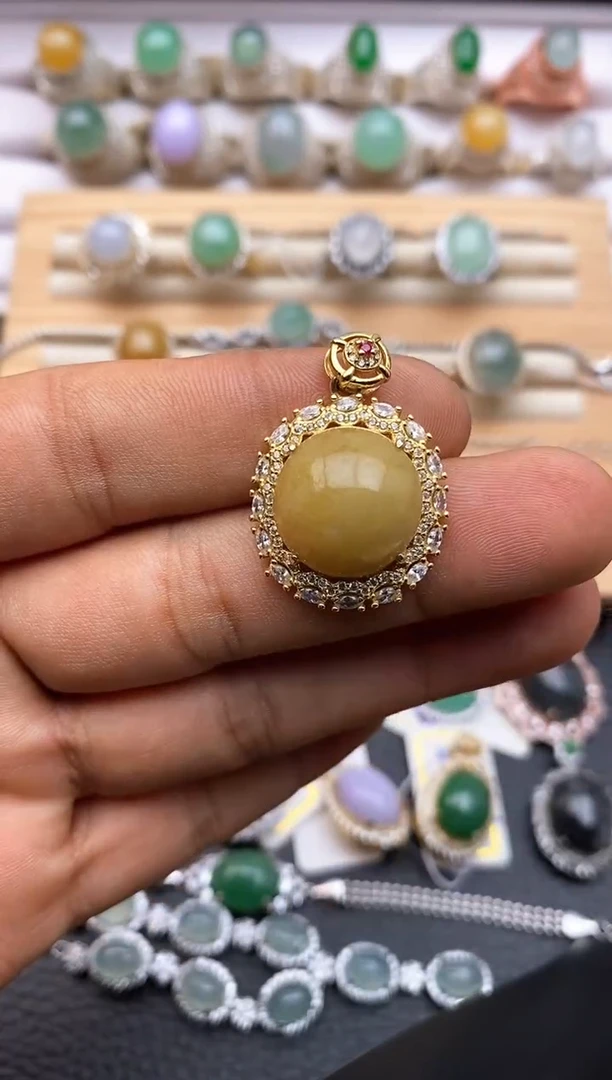 【闪购商品】翡翠吊坠(赠链)银S925镶嵌2145