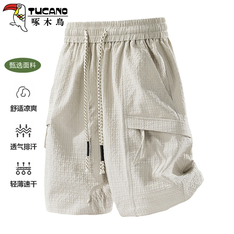 啄木鸟速干男款男生短裤夏季休闲宽松工装运动薄款五分裤子男士潮