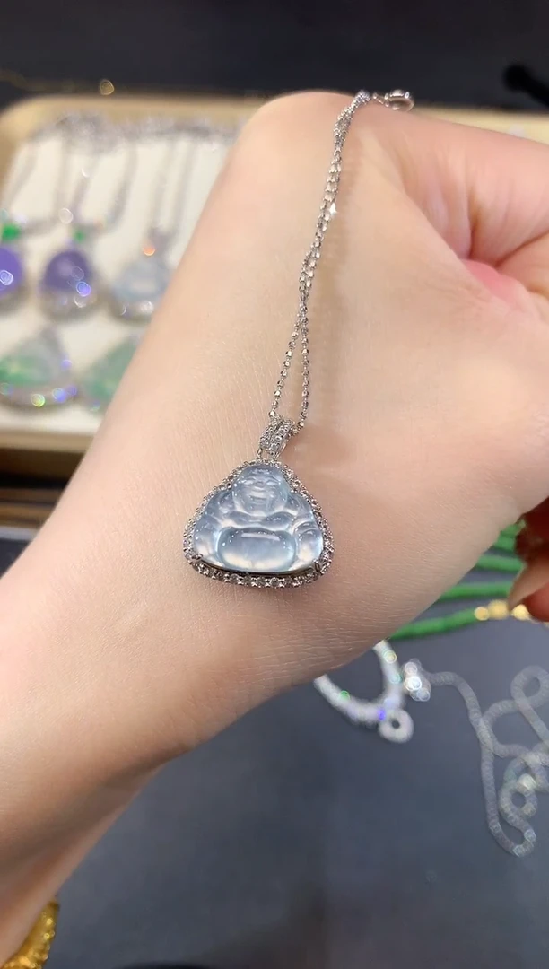 吊坠(不含链)银S925镶嵌翡翠1-佛公（多样性发货一件（不含链和扣