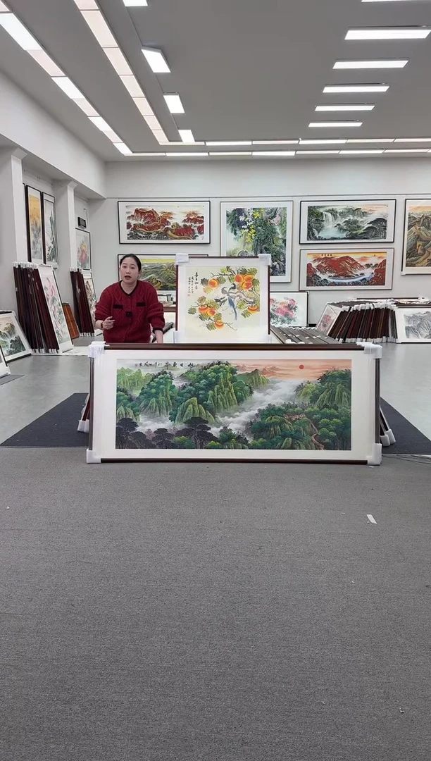 国画手绘   旭日东升   219*88